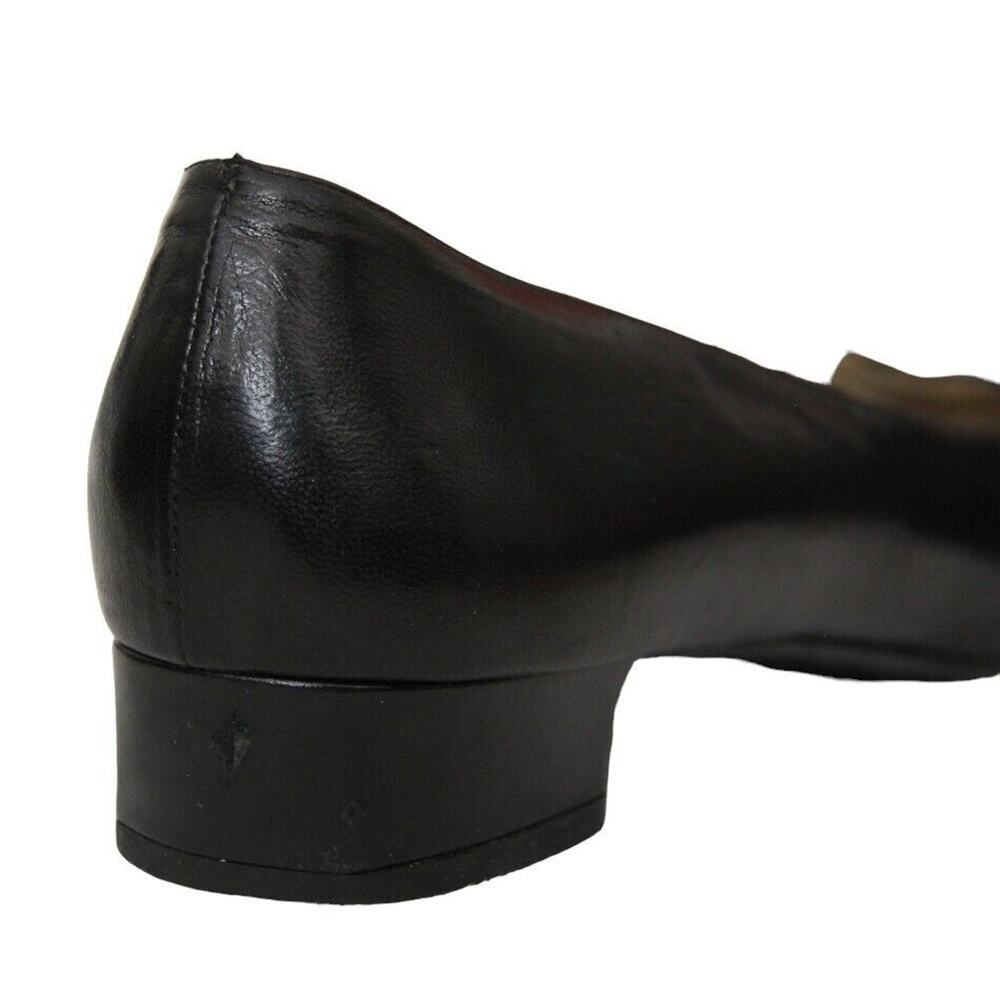 Salvatore Ferragamo Black Leather Elastic Crisscross Square Toe Pumps - Picture 7 of 9